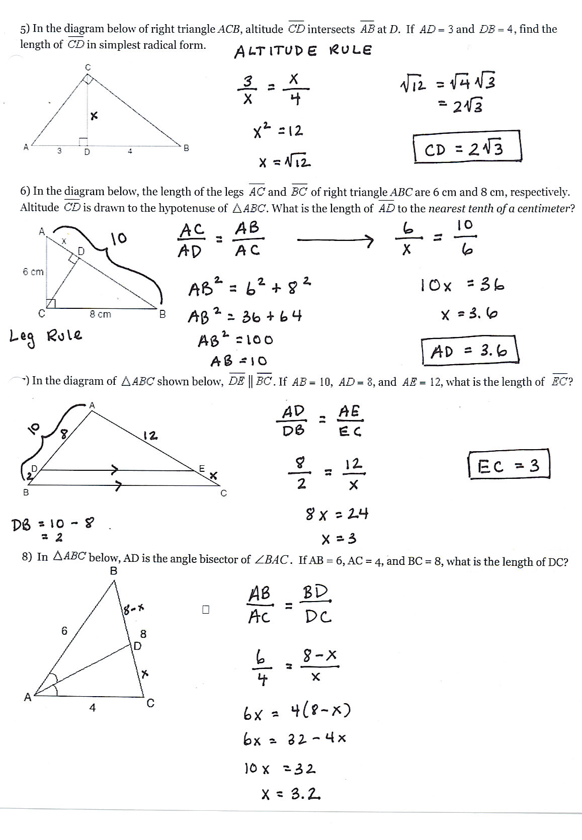 Solving right triangles word problems worksheet